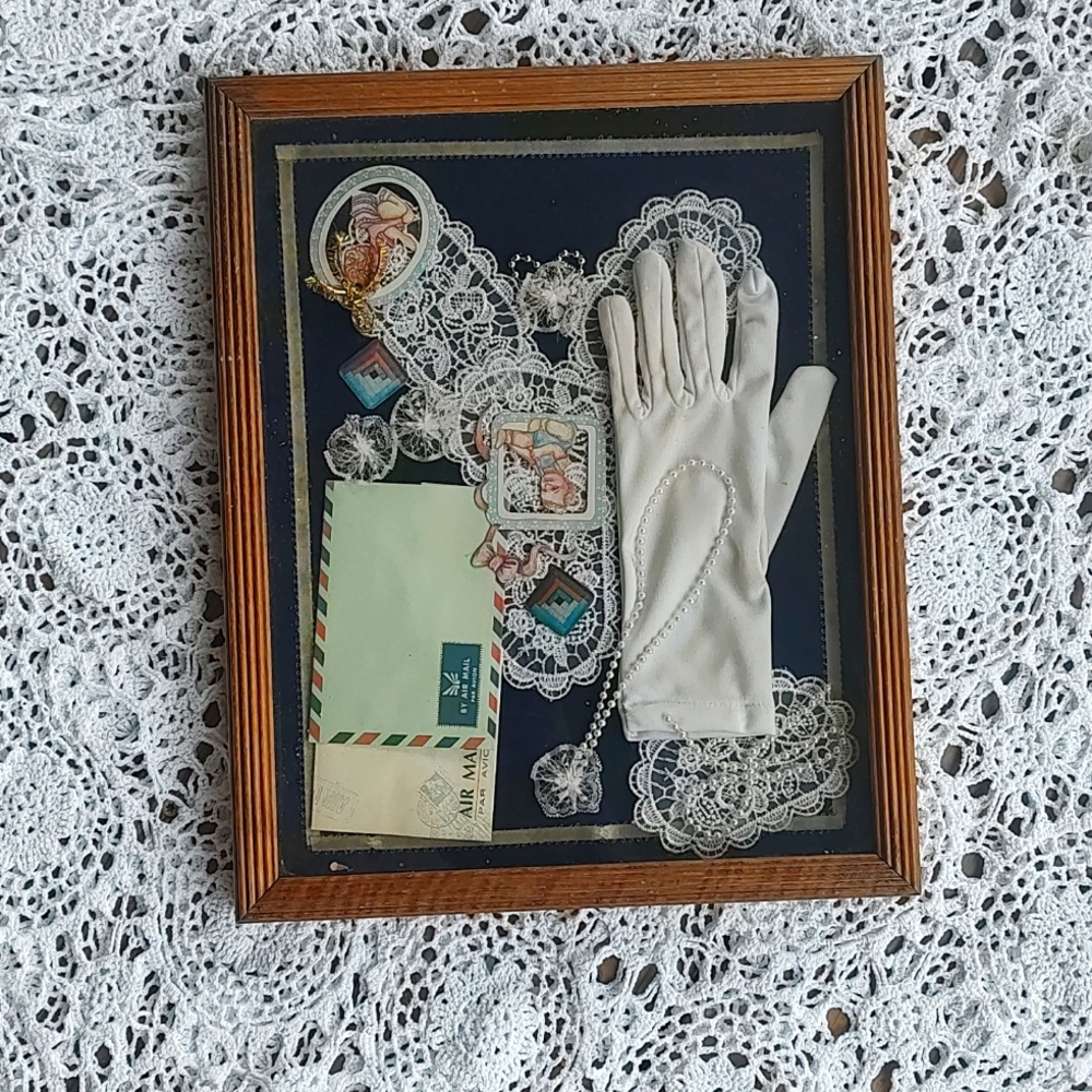 Unique Vintage/Antique/Vintage Air Mail shadow box (rare find)